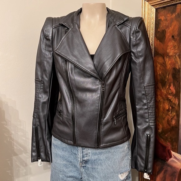 NWT! Cache Pewter Faux Leather Jacket - Picture 2 of 16